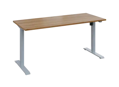 Flexi 27-16 výškově nastavitelný stůl, kovová podnož stříbrná, deska 25 mm, široký 1600 mm, ořech světlý